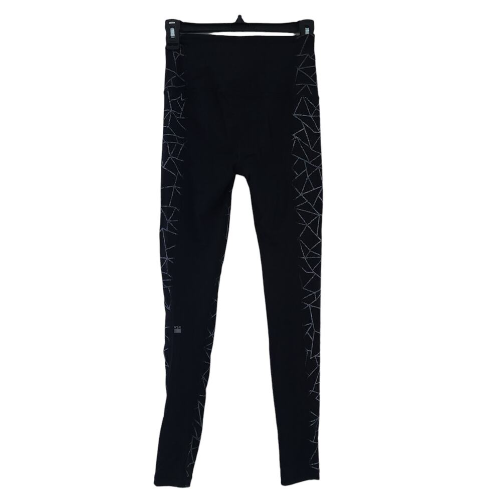 Victoria's Secret Leggings XS Black VSX Sport Mid Rise Geometric Stretch Pants